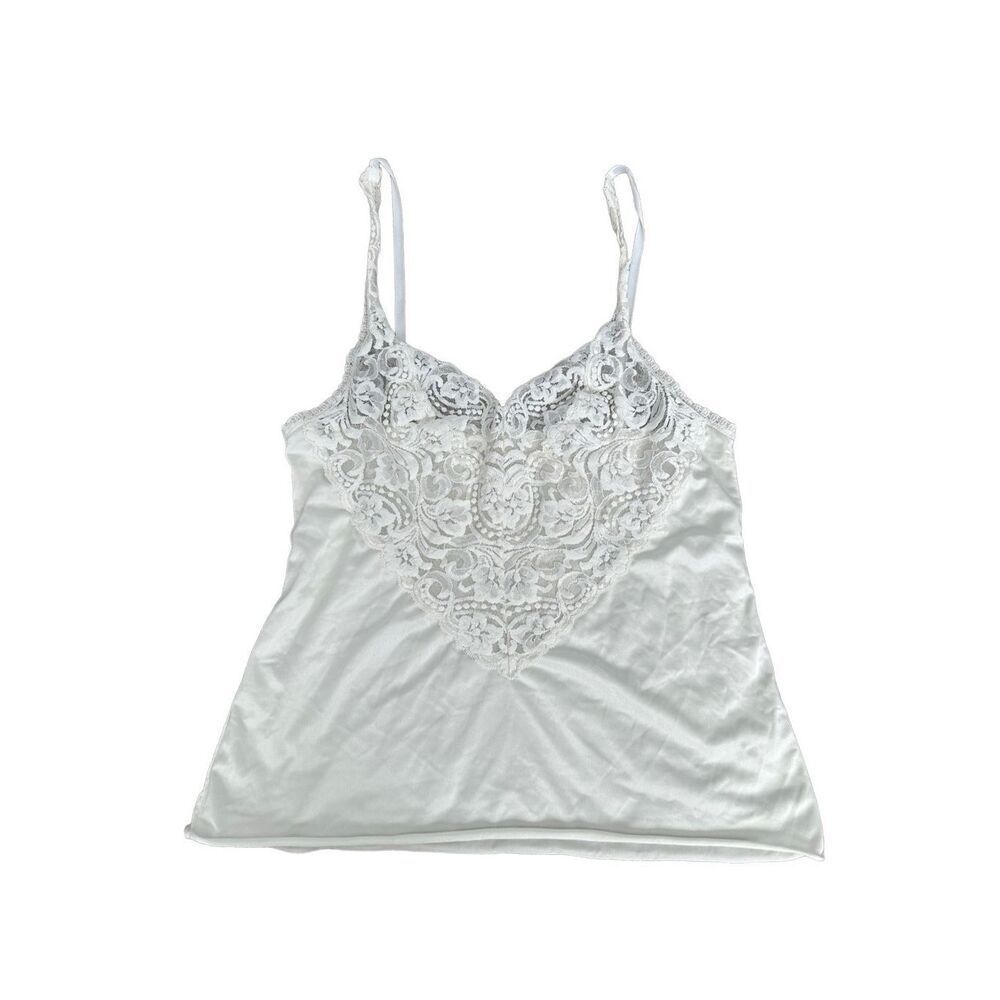 Vintage Vanity Fair White Nylon Spandex Half Slip Tank Top Size S Lace Intimates - Picture 2 of 5